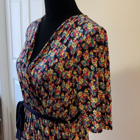 Chris & Carol Floral Half Sleeve A-Line Dress with Waist Tie Women’s Large - Picture 8 of 12